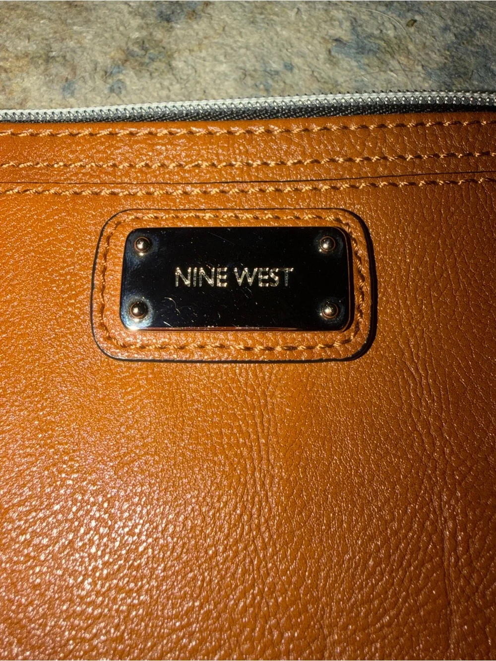 Nine West Brown Leather Wristlet Clutch